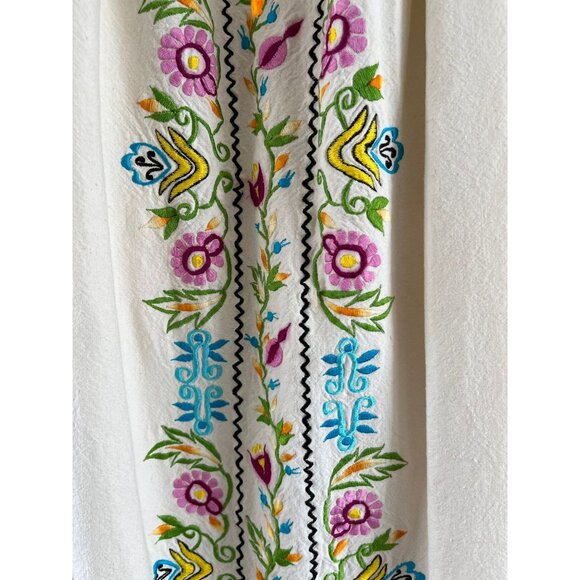 Vintage Mary Vi BARBADOS Maxi Dress Floral Embroidered Mexico Size 36 Gathered - Picture 6 of 10